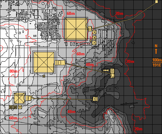 Genaue Karte des Giza (Giseh) Plateaus mit Höhenlinien