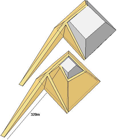Modell mit Wendelrampen  für den Bau der Cheops-Pyramide