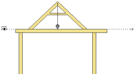 Altägyptisches gleichschenkliges Holzdreieck mit Senklot und Senkblei