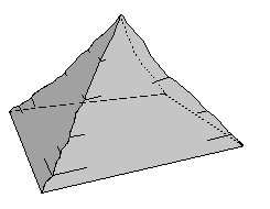 Pyramidenform  mit unregelmässigen Verkleidungsfläche