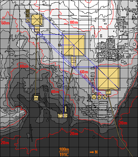 alignment of the pyramids on the giza plateau.